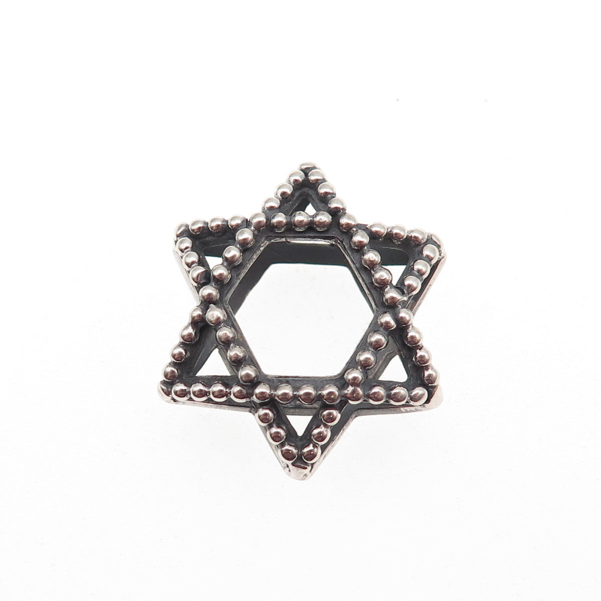 925 Sterling Silver Vintage Star of David Oxidized Slide Charm Pendant