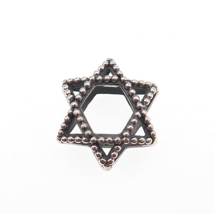 925 Sterling Silver Vintage Star of David Oxidized Slide Charm Pendant