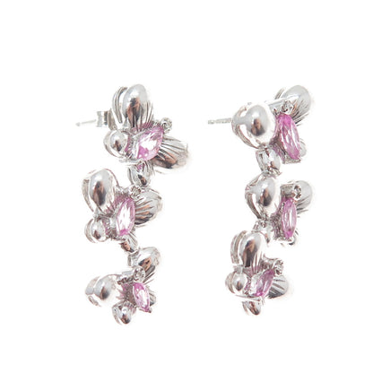 ALWAND VAHAN Sterling Silver Real Diamond Accent & Pink Topaz Butterfly Earrings