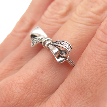 Pandora 925 Sterling Silver C Z Brilliant Bow Ring Size 5.5