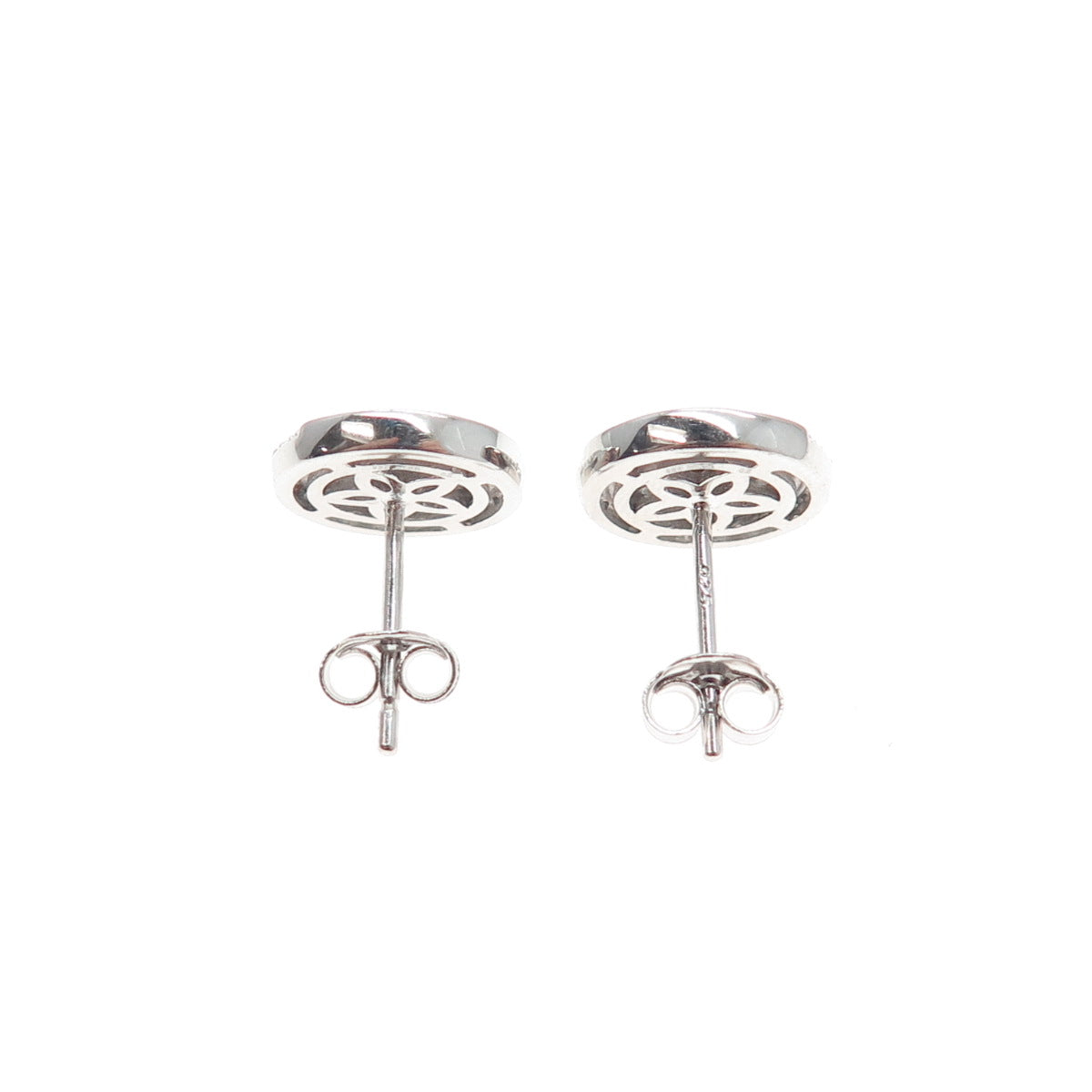 JANE SEYMOUR 925 Sterling Silver Round-Cut C Z Crescent Stud Earrings