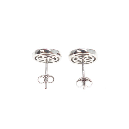 JANE SEYMOUR 925 Sterling Silver Round-Cut C Z Crescent Stud Earrings