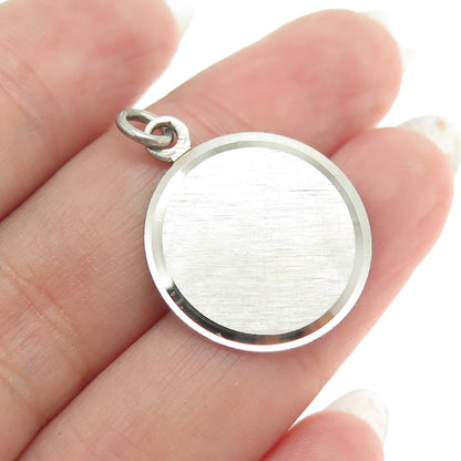 WELLS 925 Sterling Silver Vintage Engravable Round Tag Charm Pendant