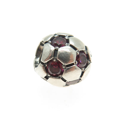 PANDORA 925 Sterling Silver Round-Cut Purple C Z Ball Bead Charm
