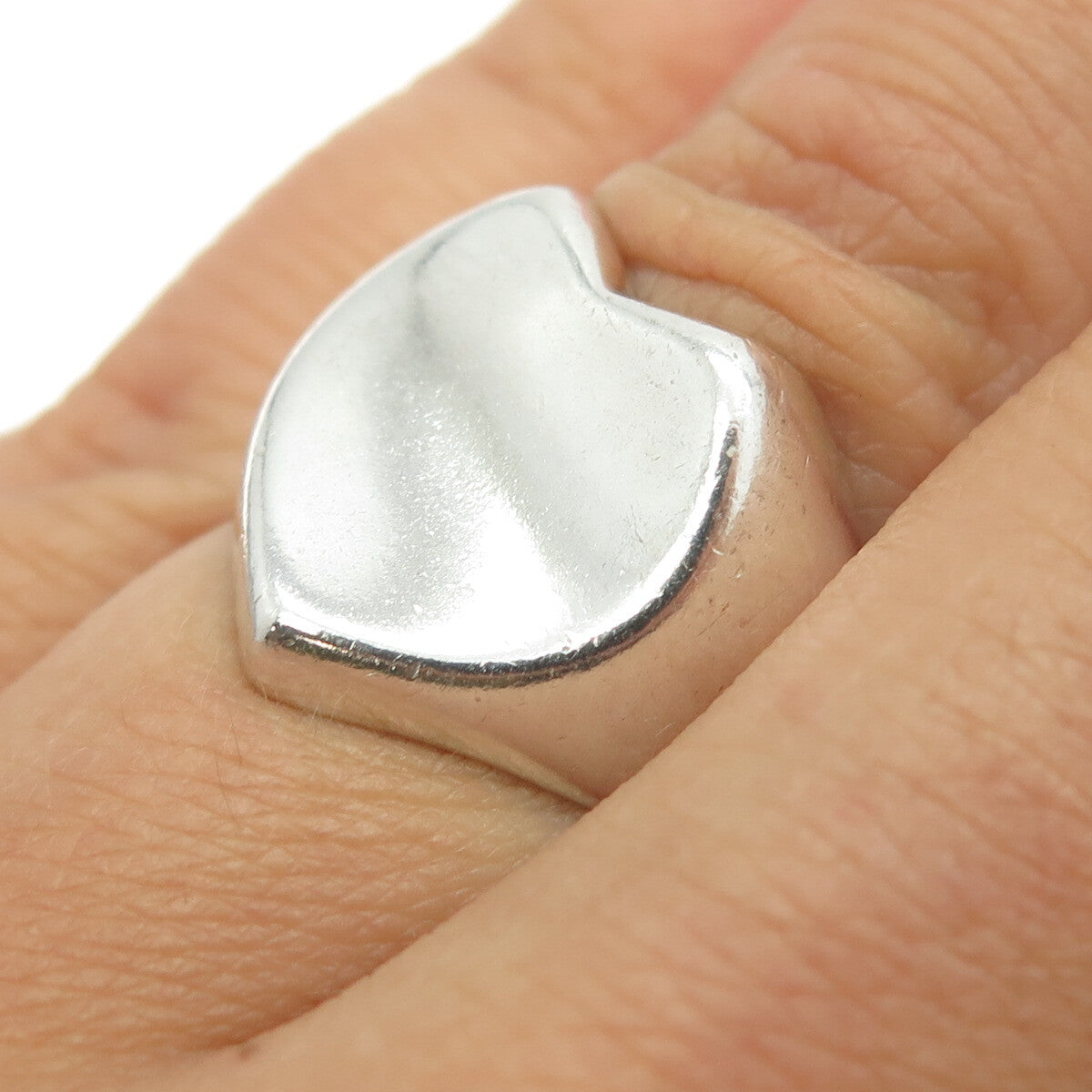 CHAPAL ZENRAY 925 Sterling Silver Vintage Modernist Heart Ring Size 6.25