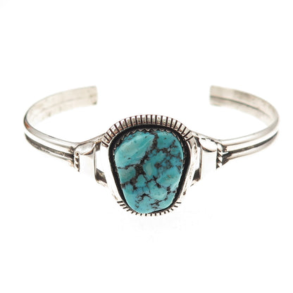 Ed Kee Navajo Old Pawn 925 Sterling Vintage Turquoise Adjustable Bracelet 6.25"