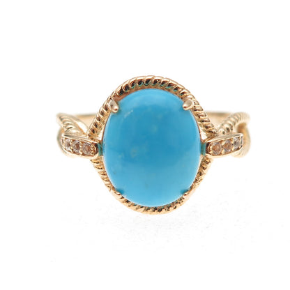 Tehya Oyama Sterling Silver Gold Plated Real Turquoise & White Topaz Ring Size 8