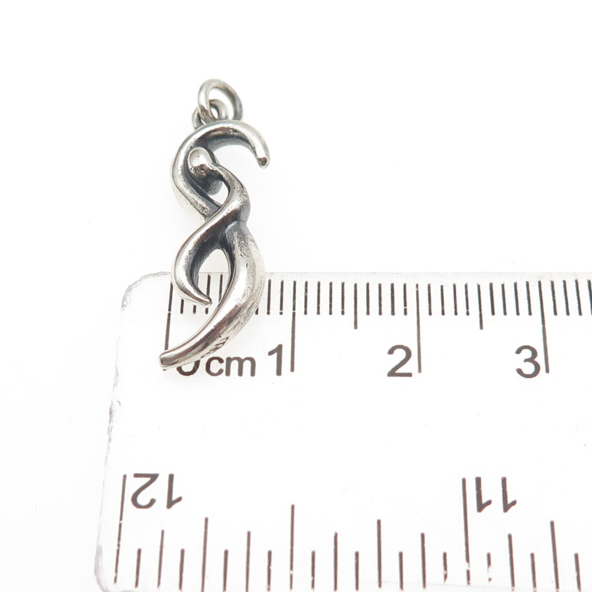 925 Sterling Silver Vintage Modernist Infinity Human Oxidized Charm Pendant