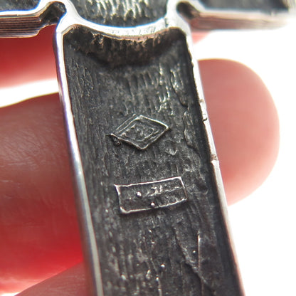 925 Sterling Silver Vintage Austria Holy Spirit Cross Oxidized Pendant