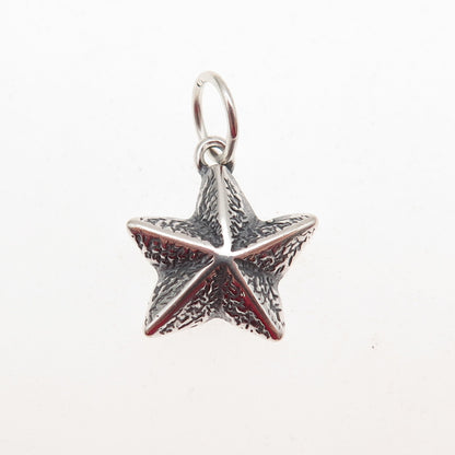925 Sterling Silver Vintage Star Oxidized Mini Charm Pendant