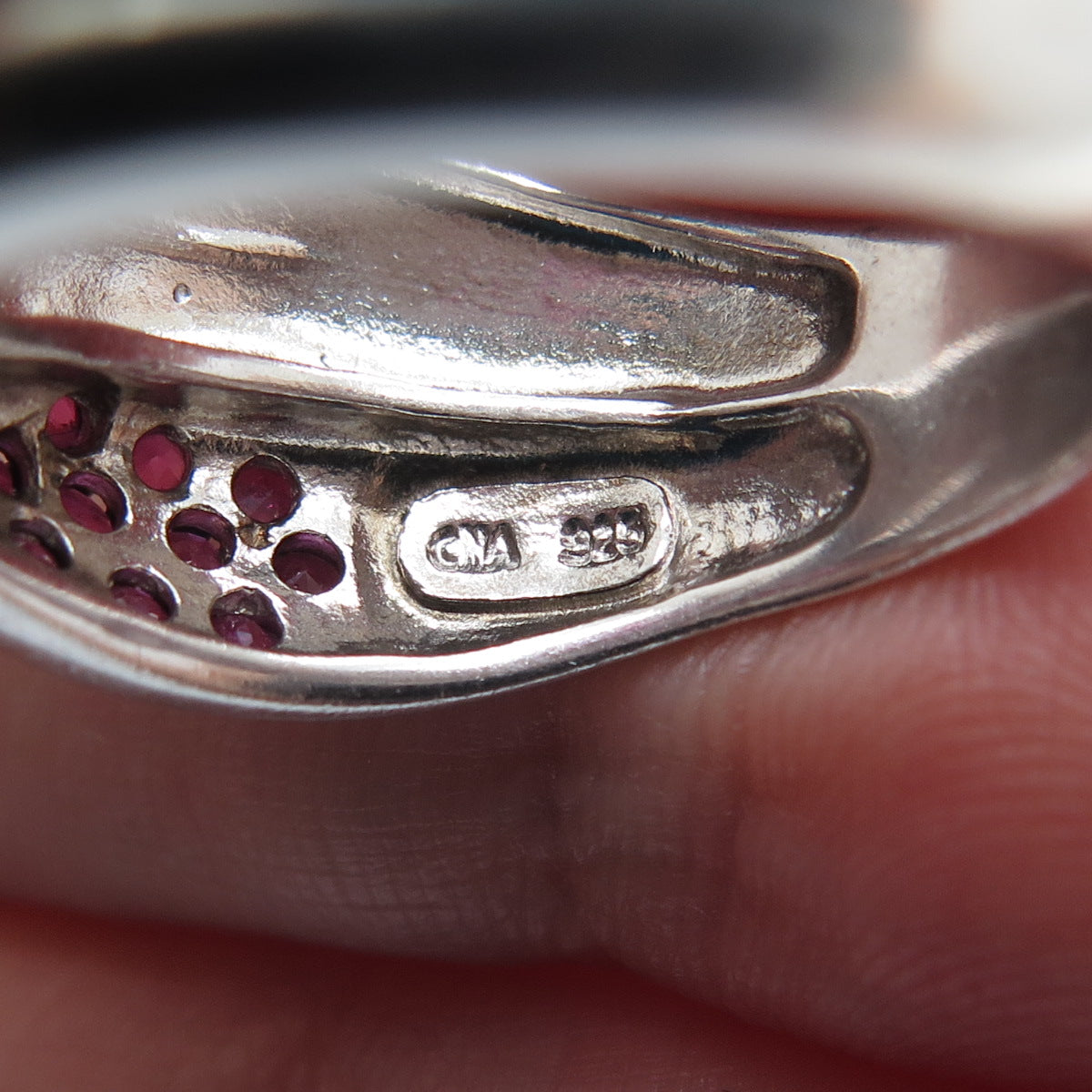 925 Sterling Silver Real Round-Cut Ruby Crisscross Ring Size 8.25