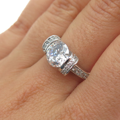 BGE Bradford 925 Sterling Silver Round-Cut C Z Engagement Ring Size 8