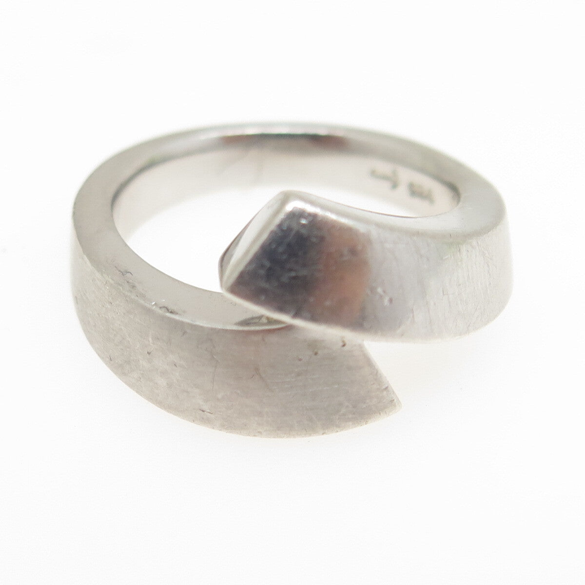 925 Sterling Silver Vintage Modernist Bypass Ring Size 7.25
