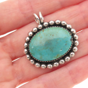Old Pawn Sterling Silver Vintage Southwestern Turquoise Beaded Tribal Pendant