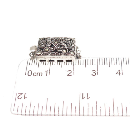 925 Sterling Silver Antique Art Deco Real Marcasite Bracelet / Necklace Box Lock