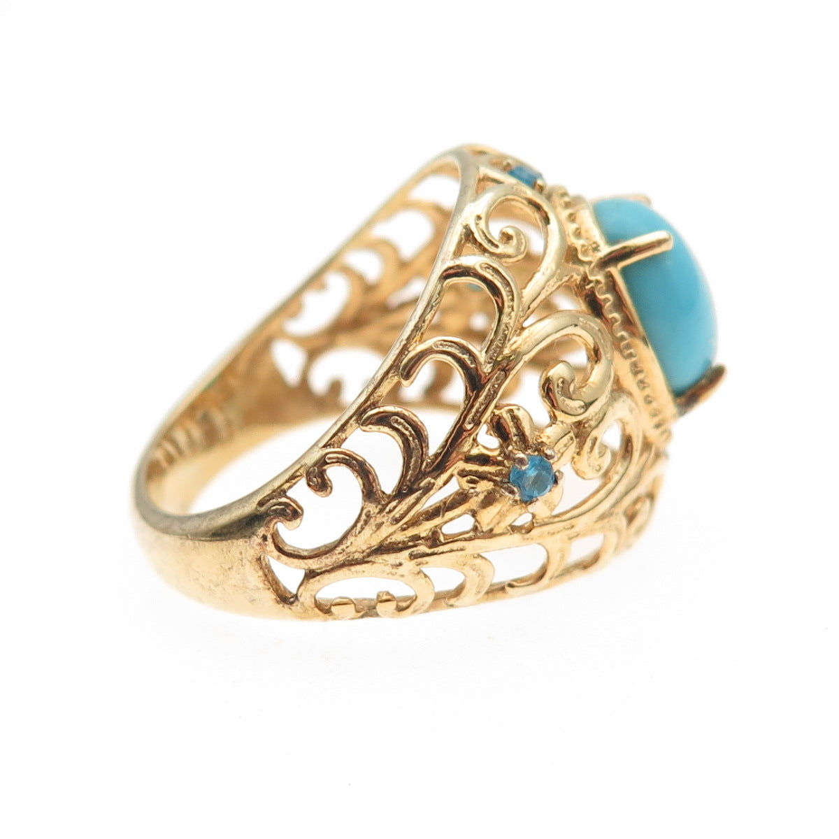 Chuck Clemency Sterling Silver Gold Plated Real Turquoise Apatite Ring Size 8.25