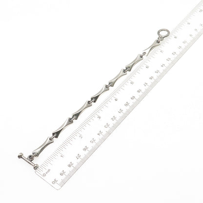 925 Sterling Silver Vintage Mexico Modernist Bar Link Bracelet 7.25"