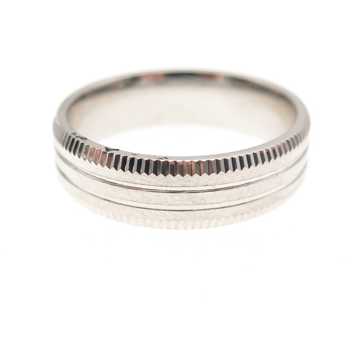 925 Sterling Silver Ribbed Band Ring Size 9.25