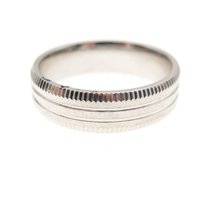 925 Sterling Silver Ribbed Band Ring Size 9.25