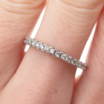 925 Sterling Silver Round-Cut C Z Eternity Band Ring Size 6