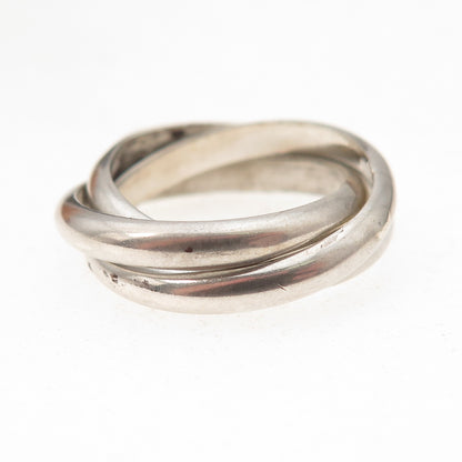 925 Sterling Silver Vintage Interlocked Trinity Band Ring Size 5.5