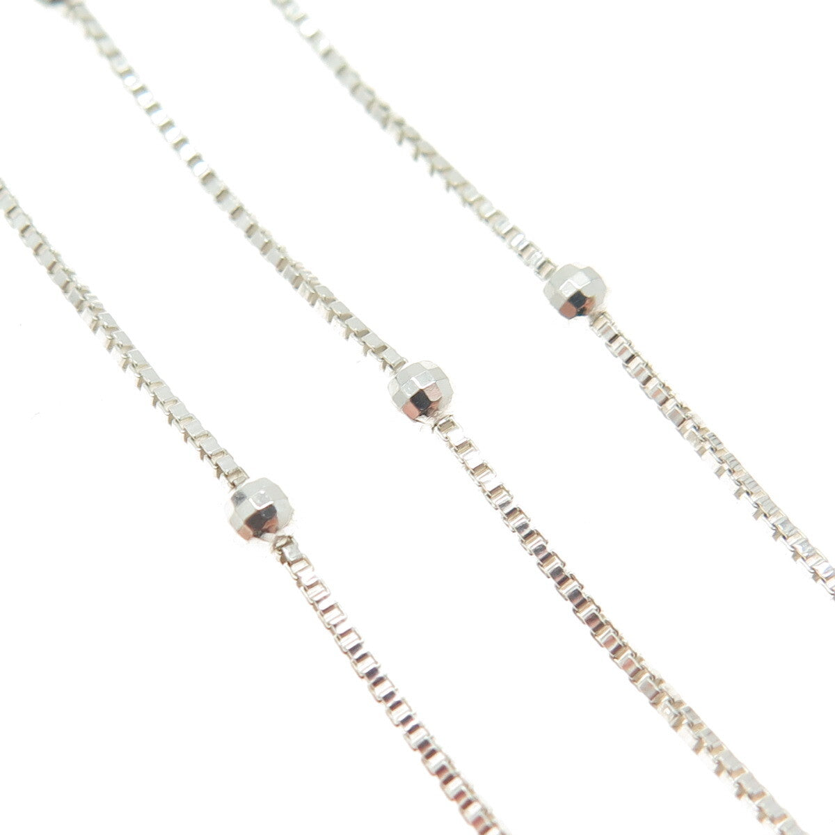 925 Sterling Silver Italy Ball Station Box Chain Necklace 30"