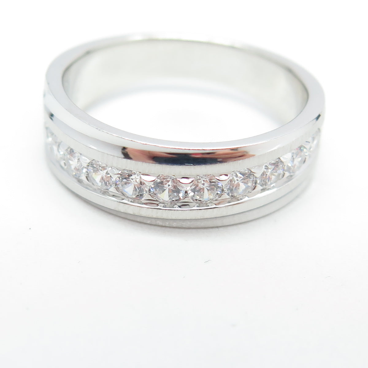 925 Sterling Silver Round-Cut Shaped C Z Ring Size 10