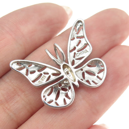 ROSS SIMONS 925 Sterling Silver Real White Diamond Accent Butterfly Pendant