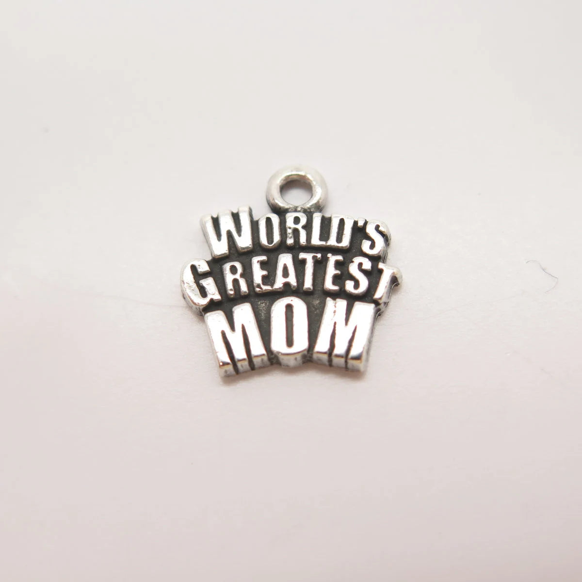 925 Sterling Silver Vintage "World's Greatest Mom" Charm Pendant