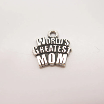 925 Sterling Silver Vintage "World's Greatest Mom" Charm Pendant