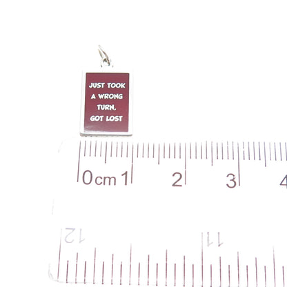 925 Sterling Silver Enamel Just Took A Wrong Turn, Got Lost Minimalist Pendant