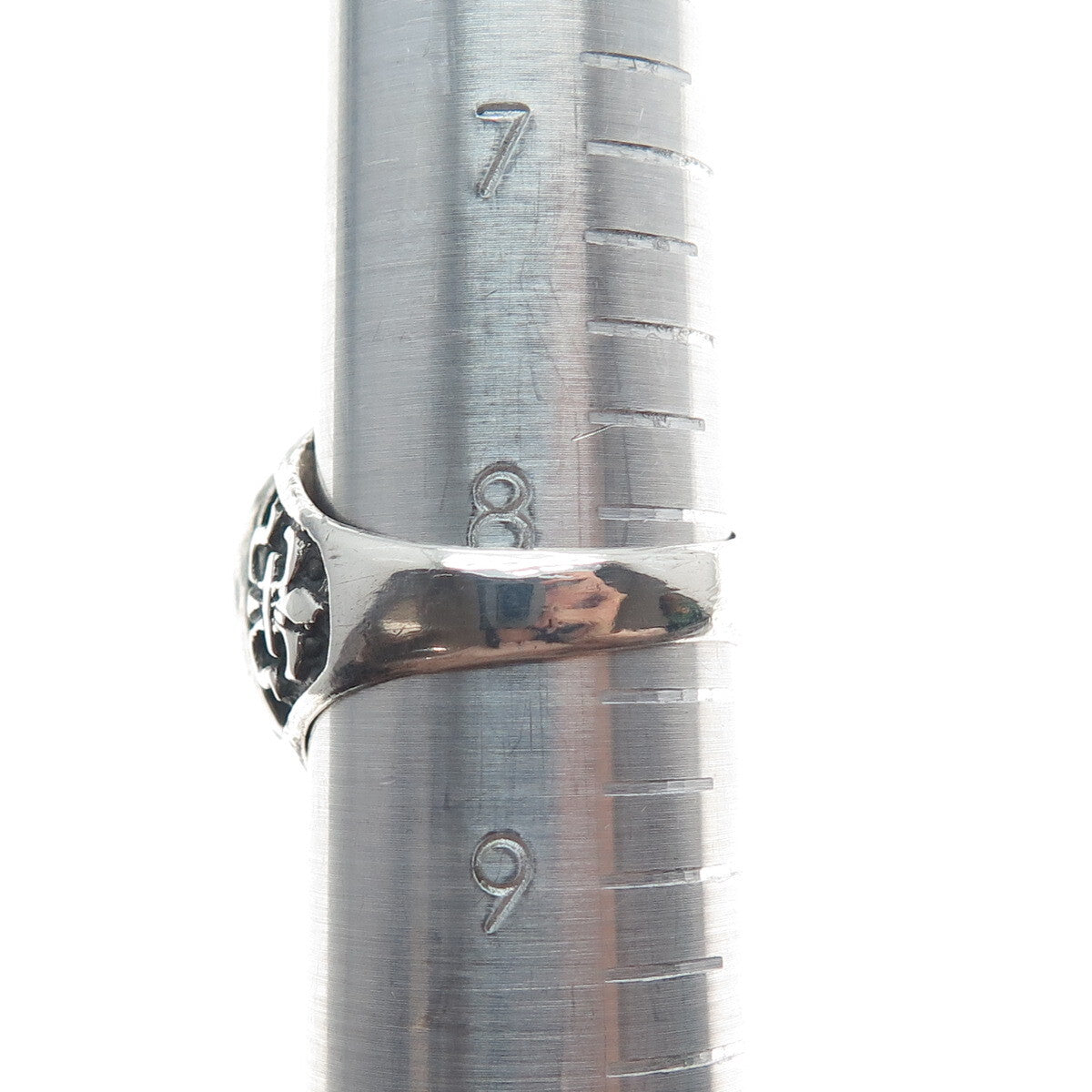 925 Sterling Silver Vintage Gemini Zodiac Fleur-de-Lis Oxidized Ring Size 8.5