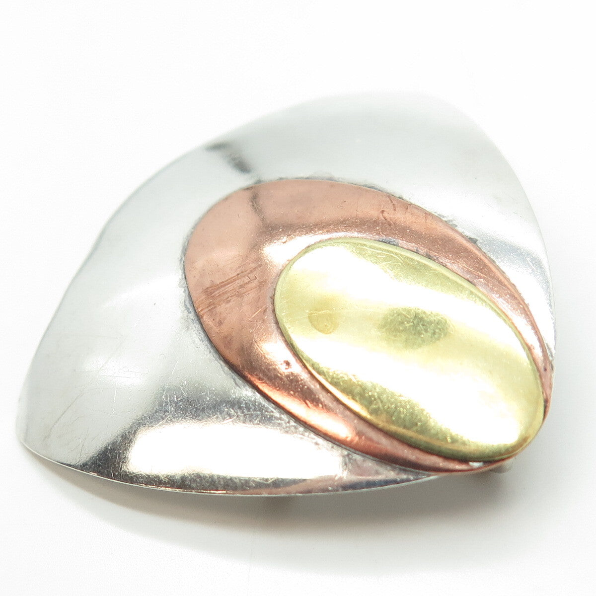 925 Sterling Silver 3-Tone Vintage Modernist Pin Brooch / Pendant
