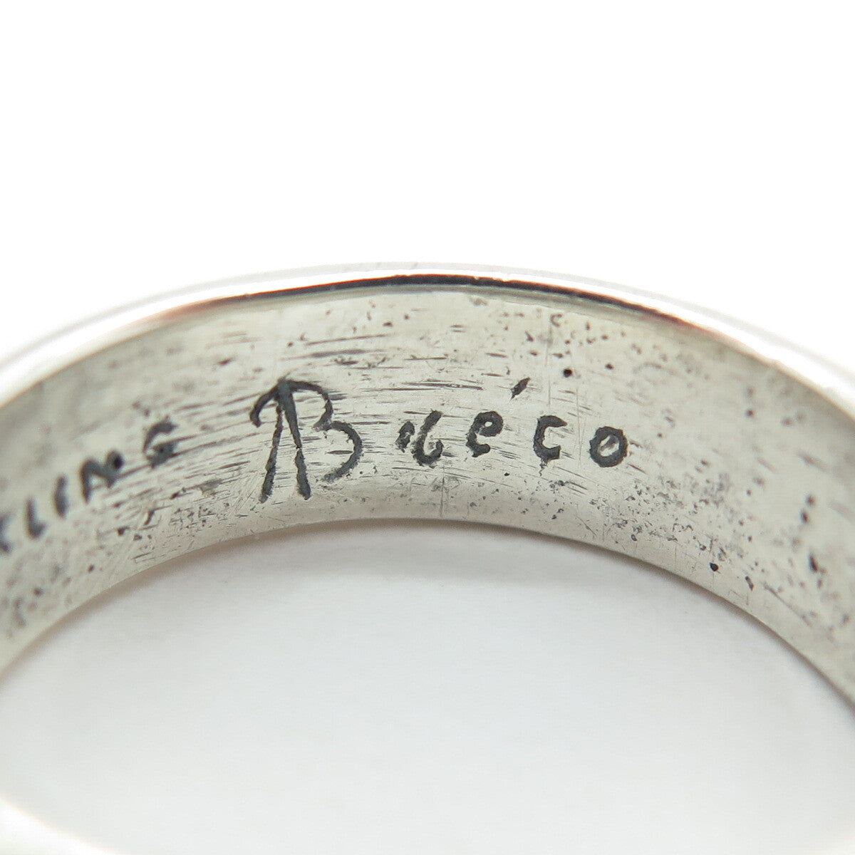 BOLECO 925 Sterling Silver Vintage Engraved Adjustable Band Ring Size 8.5