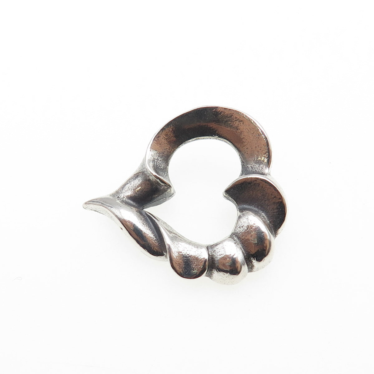 925 Sterling Silver Vintage Modernist Heart Oxidized Mini Slide Charm Pendant