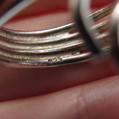 925 Sterling Silver Vintage Modernist Wavy Adjustable Ring Size 8.75