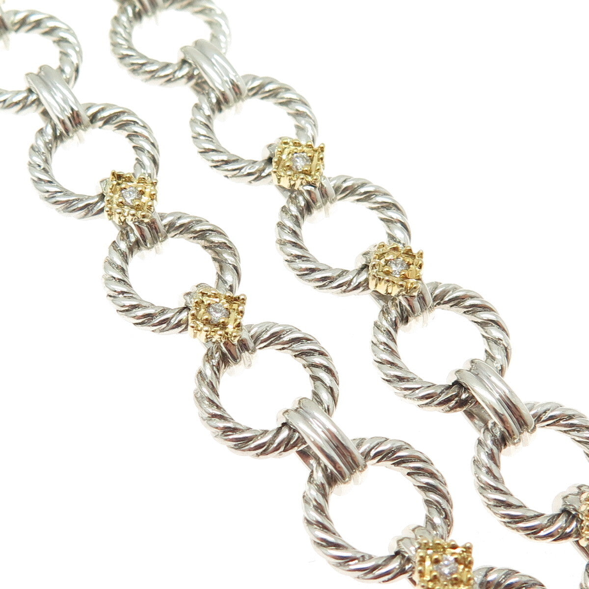 DANWAK 18K Gold 925 Sterling 76-Pave Diamonds 0.85ct Crescent Chain Necklace 16"