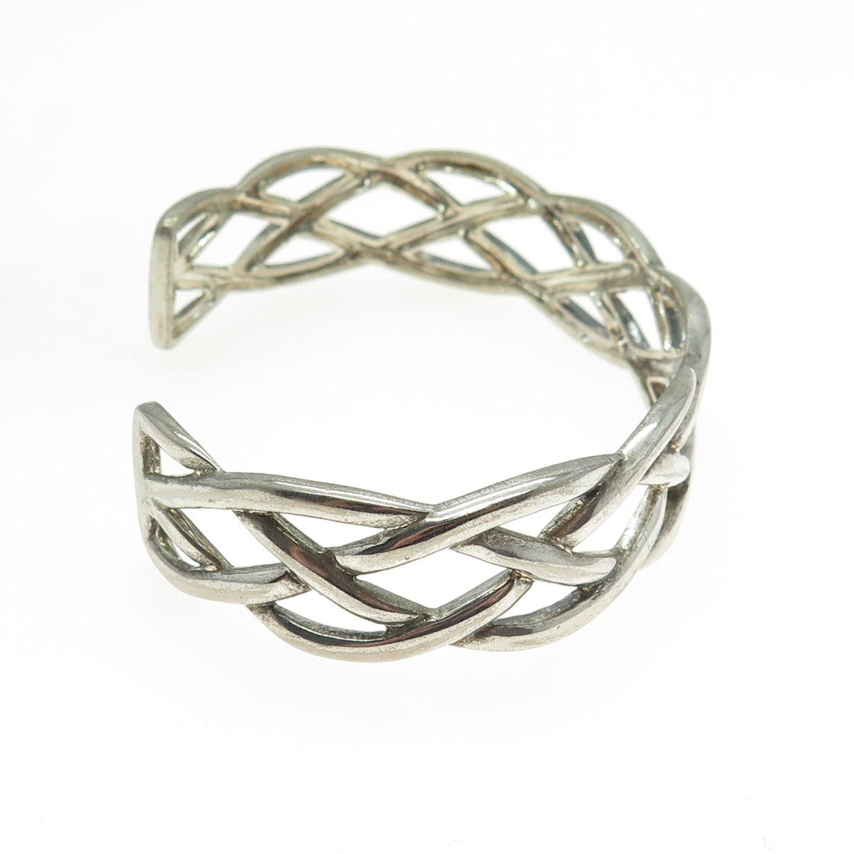 925 Sterling Silver Vintage Celtic Knot Adjustable Cuff Bracelet 6.75"