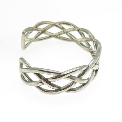 925 Sterling Silver Vintage Celtic Knot Adjustable Cuff Bracelet 6.75"