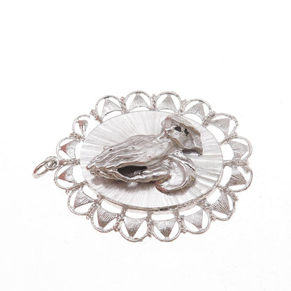 Art's Elegance 925 Sterling Silver Vintage Prayer Hands Religious Charm Pendant