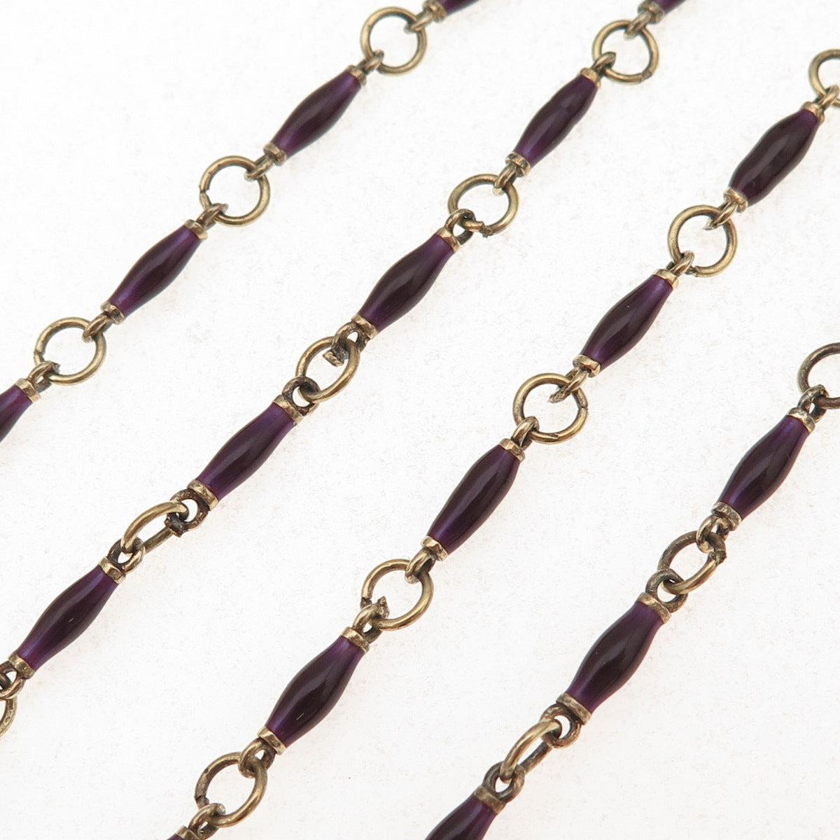 925 Sterling Silver Gold Plated Vintage Enamel Bar Chain Necklace 20"