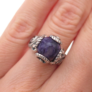 Carolyn Pollack 925 Sterling Silver Vintage Real Charoite Swirl Ring Size 5.25