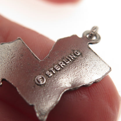 FRENCH & FRANKLIN 925 Sterling Silver Vintage Enamel Louisiana Mini Pendant