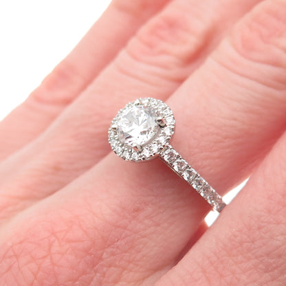 925 Sterling Silver Round-Cut C Z Engagement Ring Size 6.5