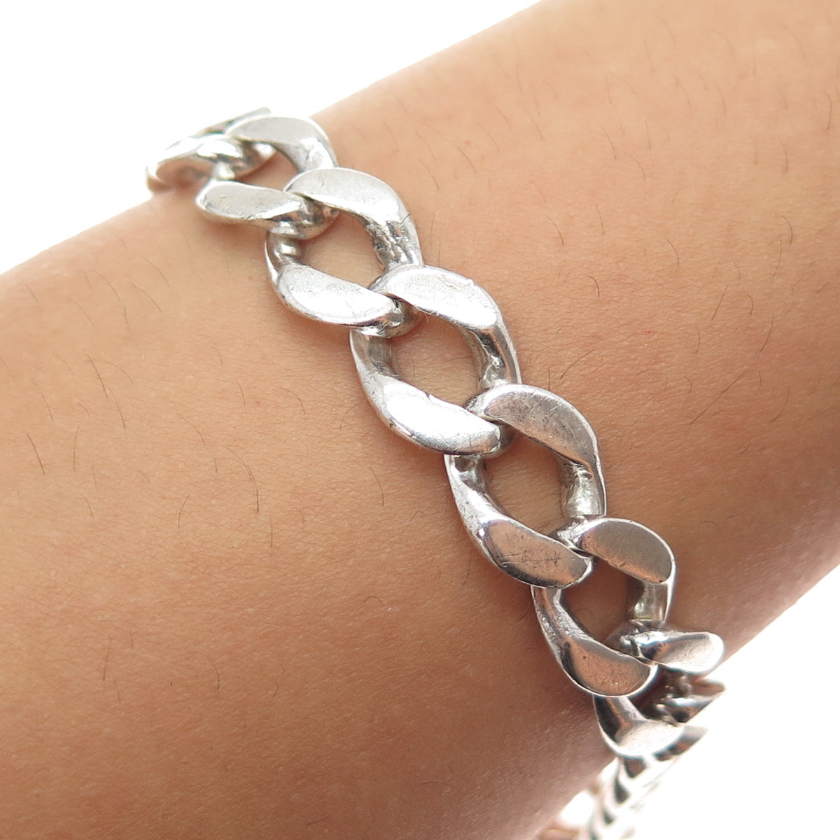 925 Sterling Silver Vintage Curb Link Bracelet 8.75"