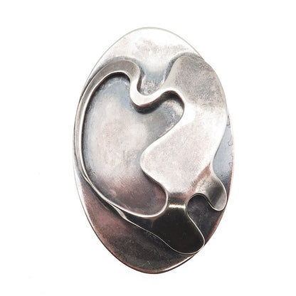 925 Sterling Silver Vintage Modernist Oxidized Slide Pendant