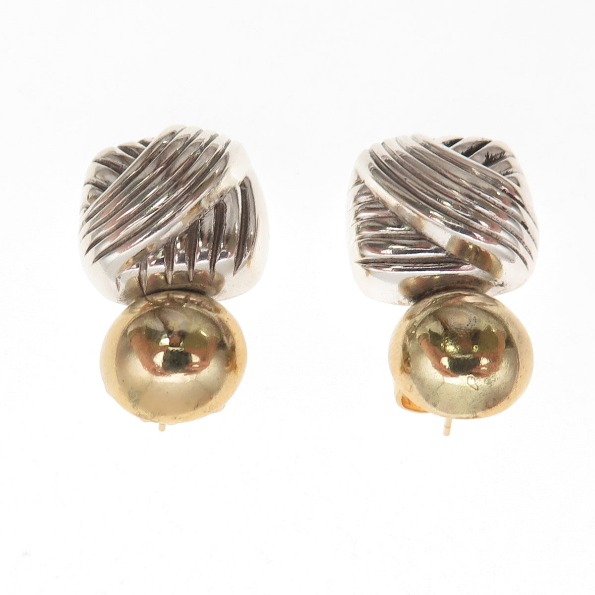 Vaubel 925 Sterling Silver 2-Tone Vintage 1999 Modernist Dangle Earrings