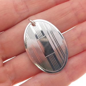 925 Sterling Silver Vintage Engravable Oval Tag Charm Pendant