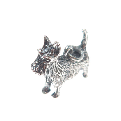 925 Sterling Silver Vintage Scottish Terrier Dog Minimalist Charm Pendant