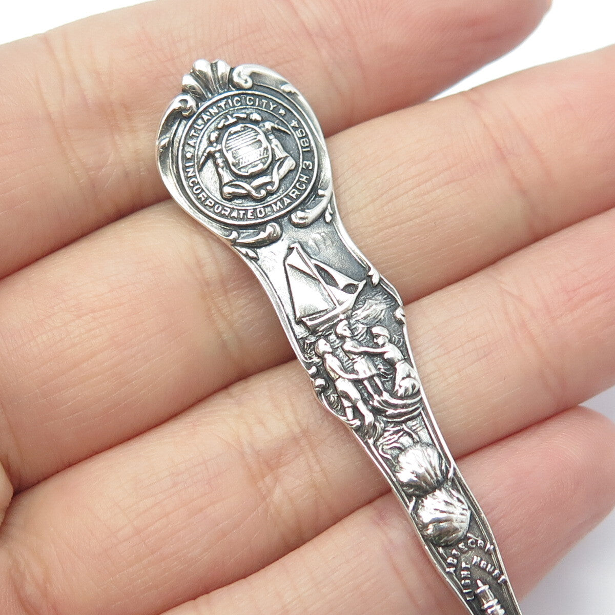 WATSON 925 Sterling Silver Antique Art Deco Atlantic City States & Cities Spoon